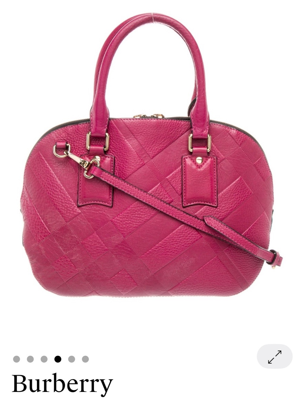 Burberry Heritage Grain Hot Pink Quilted Leather Bowling Satchel Gold Hardware - Picture 3 of 5